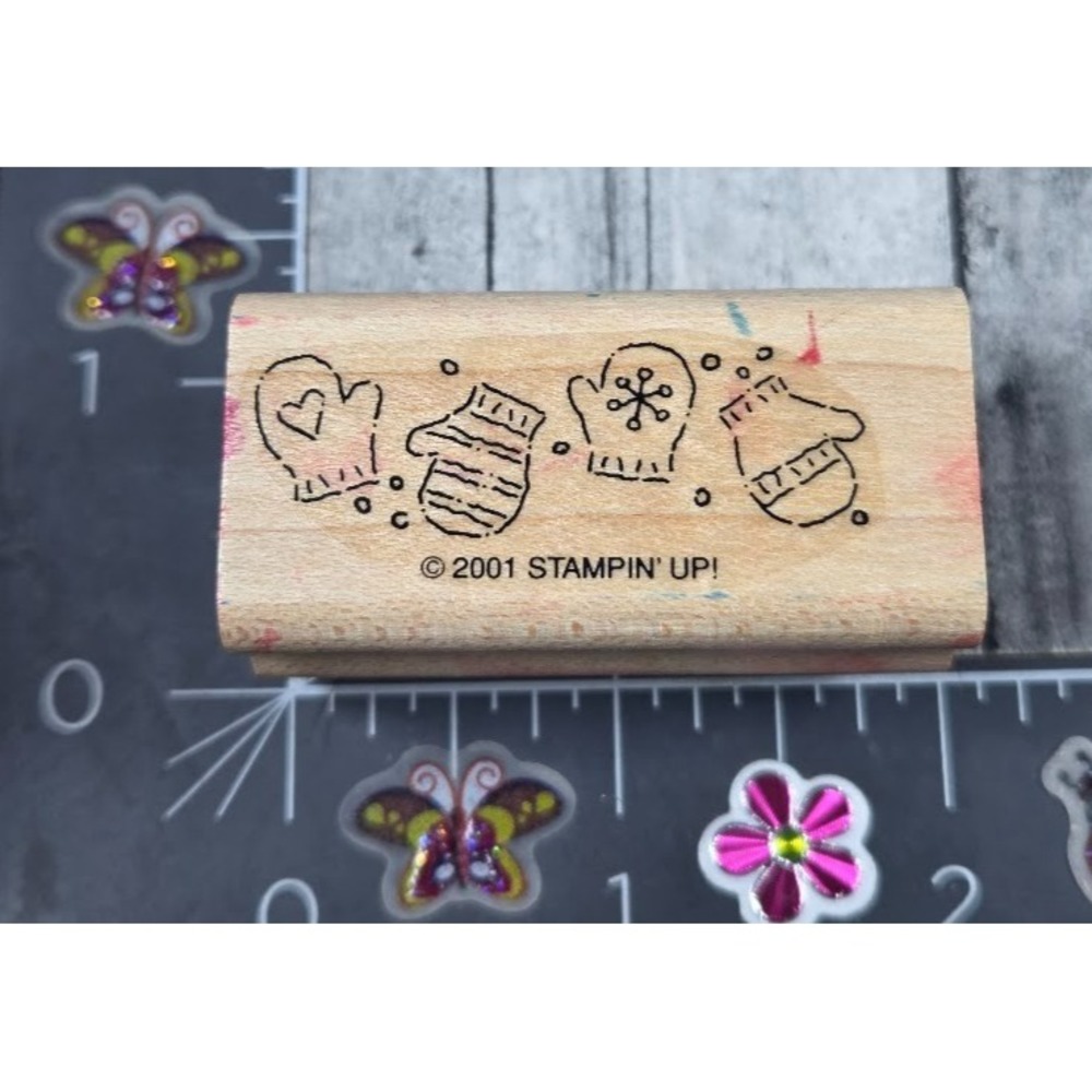 Stampin' Up! Mittens Gloves Winter Border 2001 Rubber Stamp Wood #C76